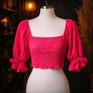 Pink Smocked Women's Top